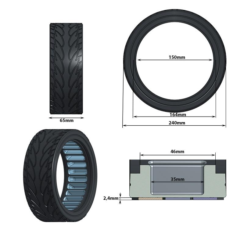 PNEU PLEIN ULTRA LEGER|10x2,5-6,1 B44 - ligne bleue